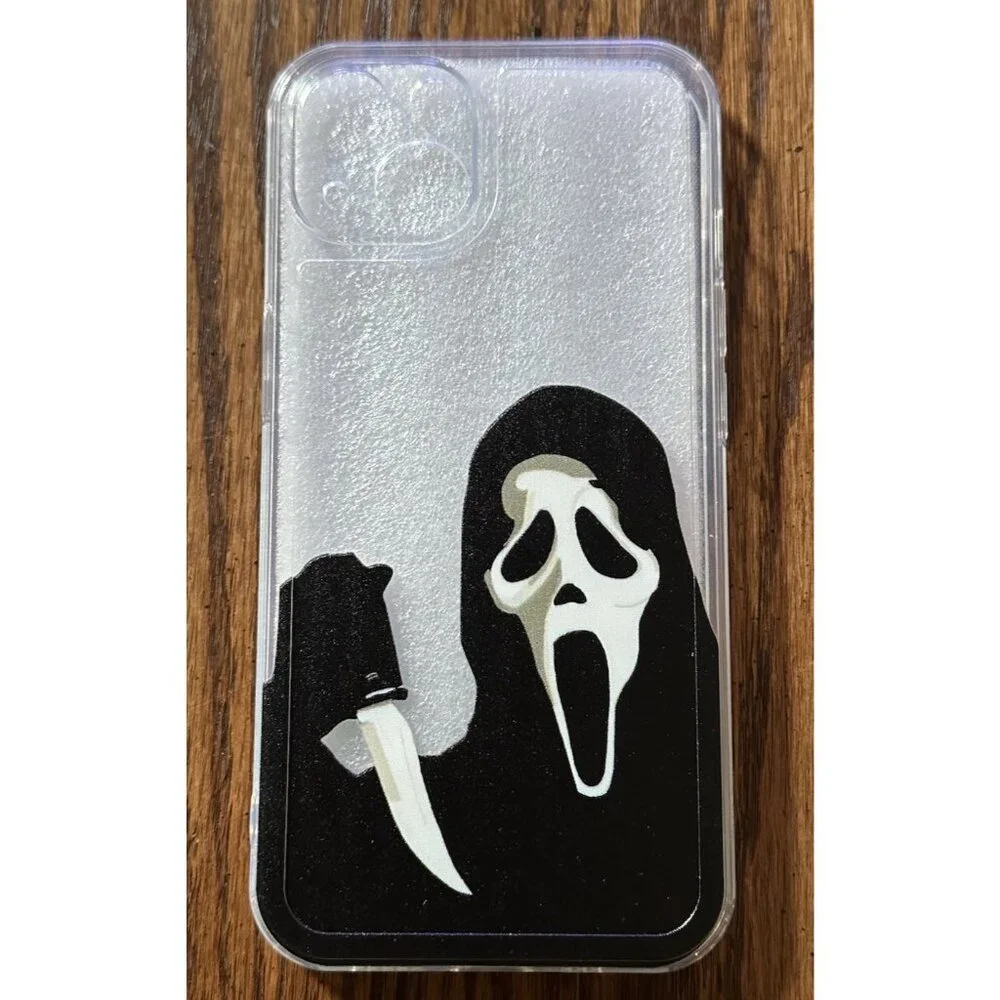 Ghost Face 1pc Transparent Soft Phone‎ Case Compatible With Iphone 13